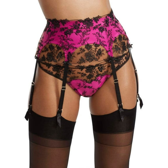 Dita Von Teese BLACK/FUCHSIA Victresse Garter Belt, US Small
