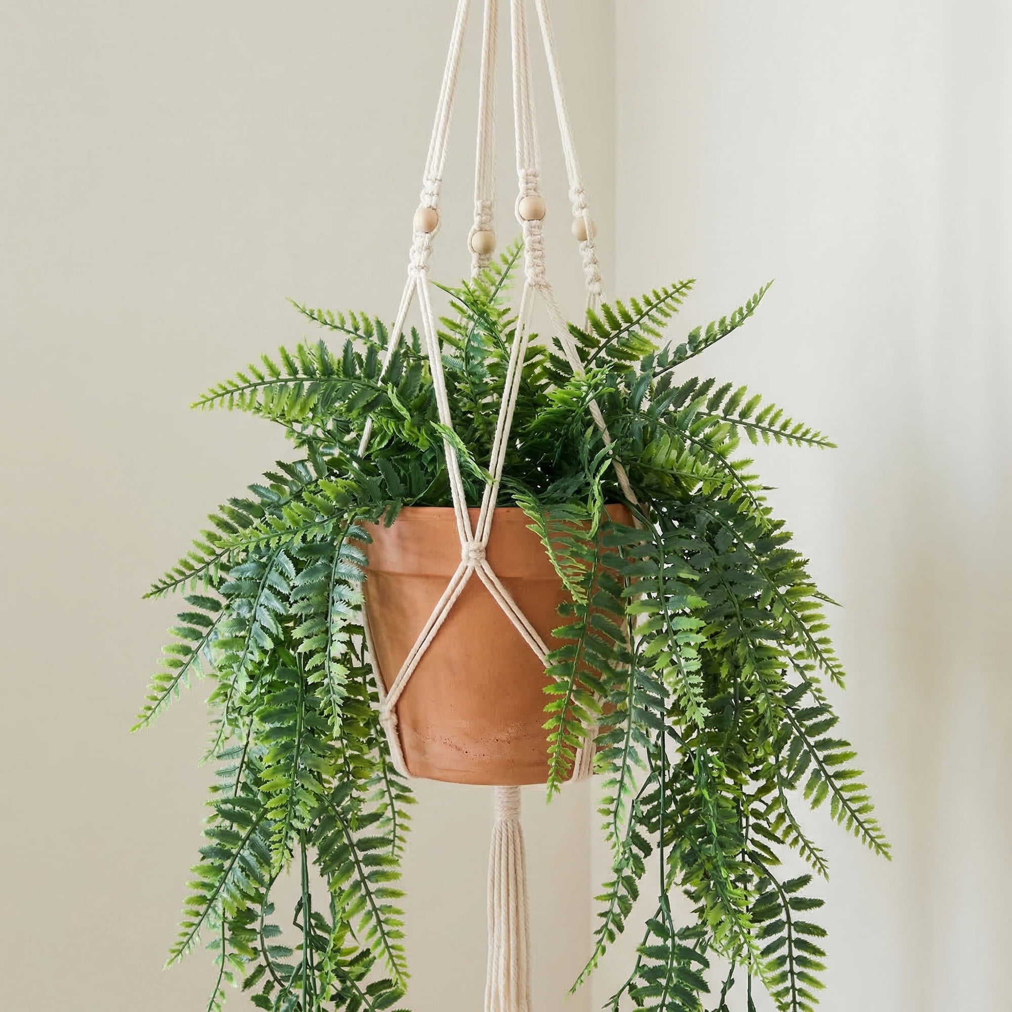 Unique Bargains 4Pcs Artificial Hanging Plants 31" Green Persian Green Turtle Shell