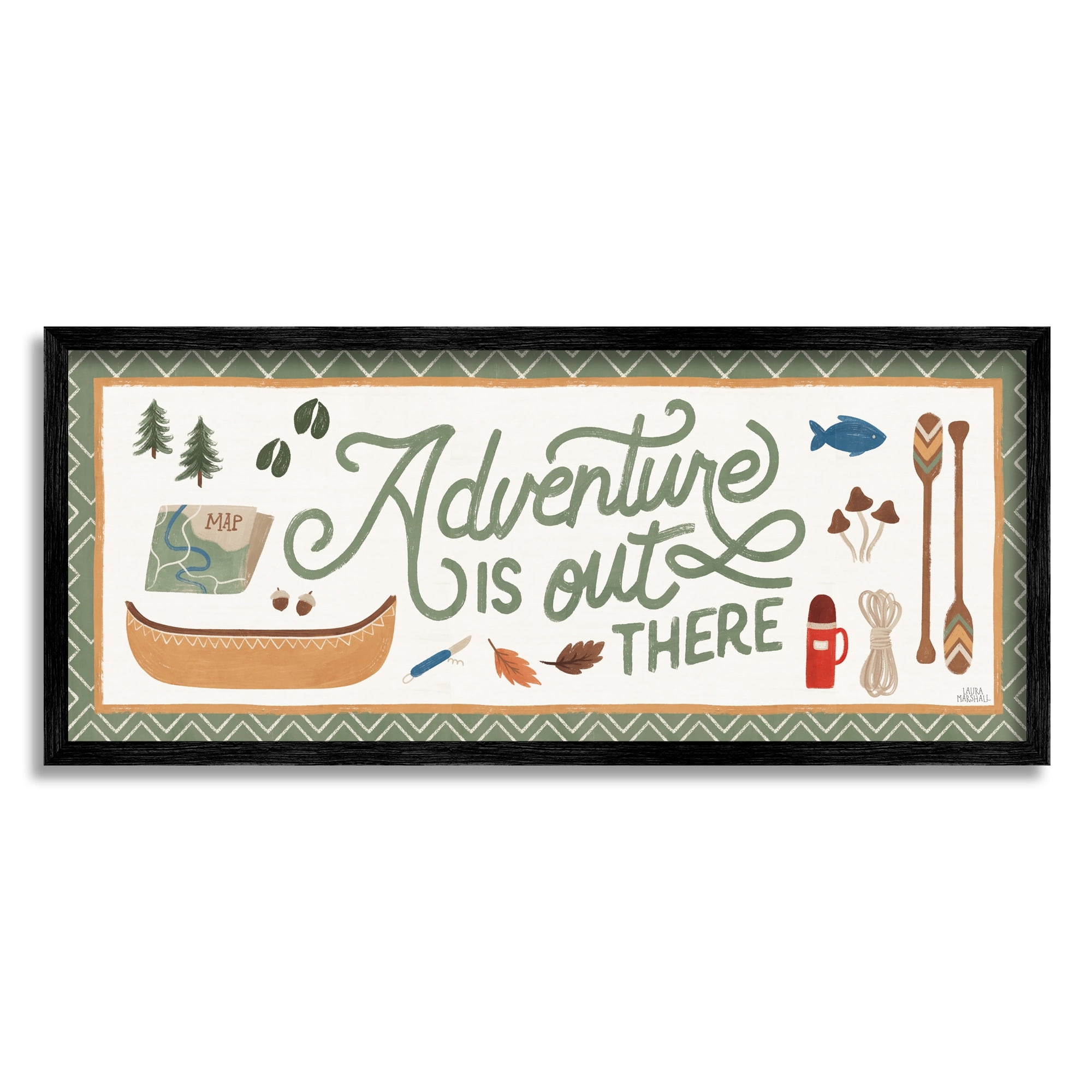 Stupell Industries Adventure Out There Calligraphy Sign Autumn Cabin Theme , 24 x 10, Design by Laura Marshall
