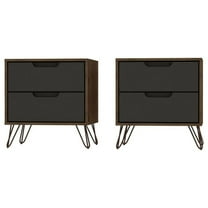 Manhattan Comfort Rockefeller 2-Drawer Wood Nightstand in Gray (Set of 2)