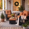 thumbnail image 2 of LayinSun 3 Pieces Patio Furniture Sets, Outdoor Wicker Conversation Set with Armchairs and 6" Thick Cushion for Deck Garden Backyard, 2 of 6