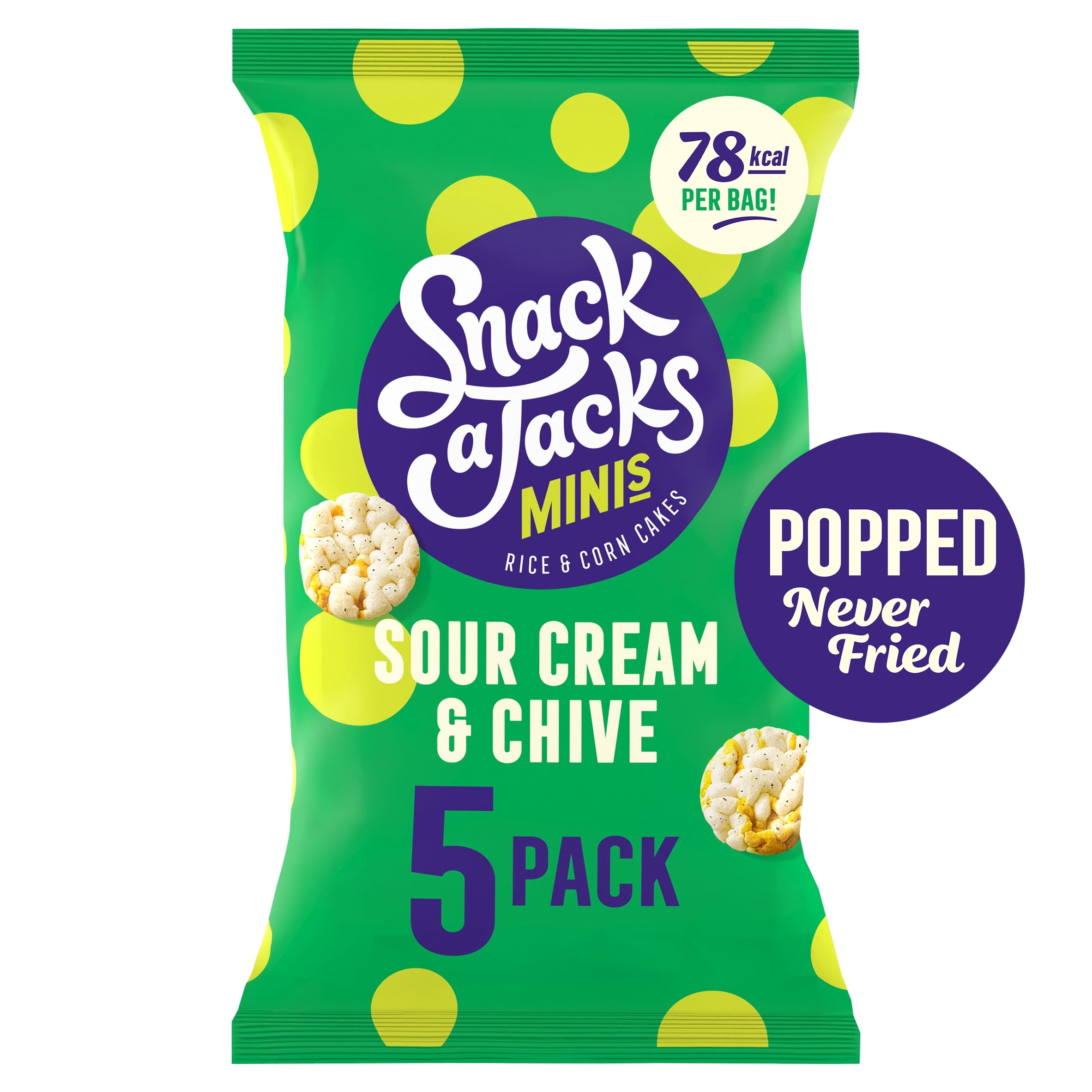 Snack a Jacks Sour Cream & Chive Rice Cakes Multipack Snacks 5x19g, Imported from Britain
