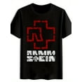 thumbnail image 1 of Men's Vintage Rock Band Graphic T-Shirt - Distressed Red Cross & AMMM STEIN Print, Black Short Sleeve Round Neck Summer Tee, 100% Cotton Casual Top for Metal/Punk Fans, Machine Washable, Band T S, 1 of 6