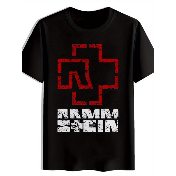 Camiseta gráfica de banda de rock vintage para hombre - Estampado desgastado de la Cruz Roja y AMMM STEIN, camiseta de verano negra de manga corta y cuello redondo, 100 % algodón, informal, para fanát