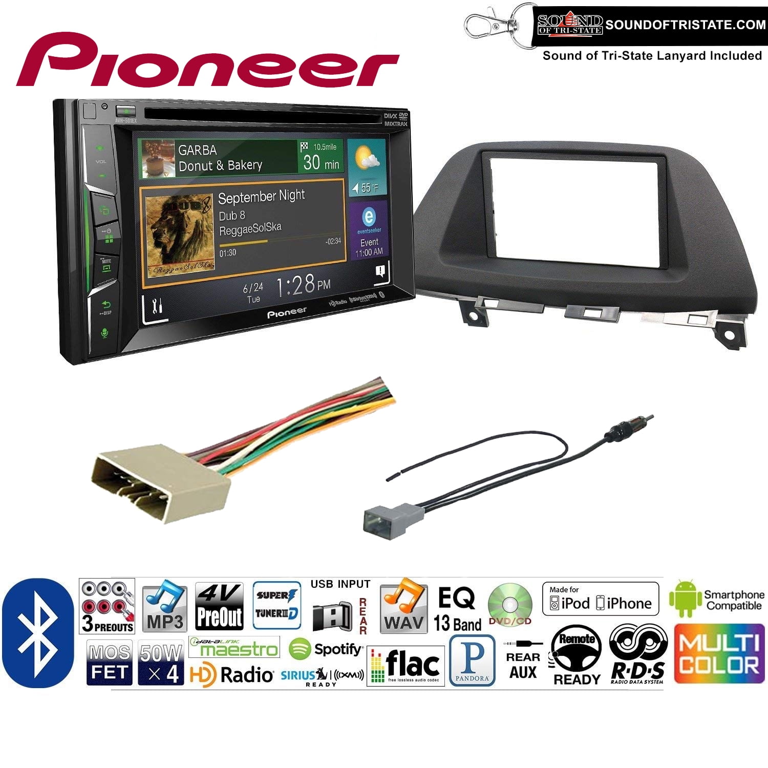 Pioneer AVH501EX Double Din Radio Install Kit with DVD/CD Player