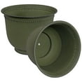 thumbnail image 3 of Sunnydaze Michael 14.5" x 14.5" x 11.25" Round Sage Metal Outdoor Planter 2-Count, 3 of 10