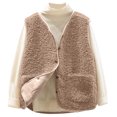 thumbnail image 3 of adviicd Womens Sherpa Vest Sleeveless Fleece Jacket Fuzzy Warm Outerwear Button Down Winter Vests Lightweight Soft Clothes (Khaki, 3XL), 3 of 5