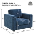 thumbnail image 2 of QianYueLUX 39" Oversized Accent Chair, Chenille Fabric Upholstered Armchair Comfy with 350lb Weight Capacity & 7-inch Thick Seat – The Perfect Reading Chair for Living Room, Bedroom, Office (Blue), 2 of 8