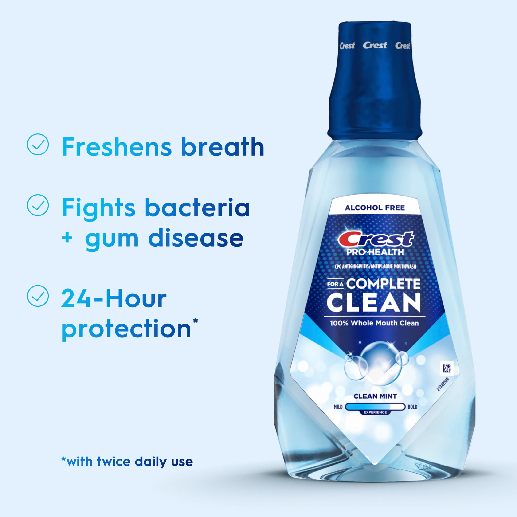 Crest Mouthwash, Pro-Health Mouthwash, Alcohol-Free Oral Rinse, Clean Mint, 1L, 946mL (33.8 fl oz)