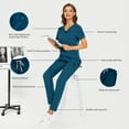 thumbnail image 5 of VIAOLI Scrubs Set for Women - Modern V-Neck Top & Tapered Leg Jogger Pants Multiple pockets Nursing Uniforms, 5 of 6