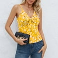 thumbnail image 1 of HIMIWAY 2023 Summer Sale Women's Fashion Sexy Floral Print V Neck Camisole Bow Casual Tops Adjustable Straps Yellow XL, 1 of 5