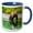 Blue/White, variant on 3drose, Alaska, Lake Clark. Young Grizzly Bear Walks the Shoreline., 11oz Two-tone Black Mug