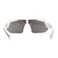 thumbnail image 2 of Mens Xloop Half Rim Oversize Shield Sharp Plastic Sunglasses White Grey Silver Mirror, 2 of 4