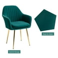 thumbnail image 6 of HOMHUM Accent Arm Chairs Upholstered Velvet Dining Chairs Set of 4, Golden Legs, Indoor, Green, 6 of 7