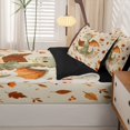 thumbnail image 5 of Homewish Cute Dino Zipper Twin Comforter Sets with Fitted Sheet and 2 Pillowcases,Autumn Leaves Zipper Bedding Set,Brown,Black Reversible,4pcs, 5 of 8