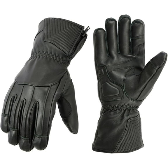 Daniel Smart Men’s Leather Gloves – Premium Goatskin Leather Motorcycle Glove with Insulated Liner, Zipper & Expansion joints