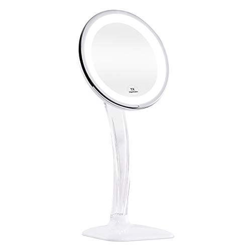 Kedsum Upgraded 7x Magnifying Lighted Makeup Mirror Desktop Vanity With Height 12 6 16 2 Cosmetic Magnification Lights Dual Power Supply Wireless Tabletop Com Kedsum Upgraded 7x Magnifying Lighted, Lighted Makeup Mirror Desktop