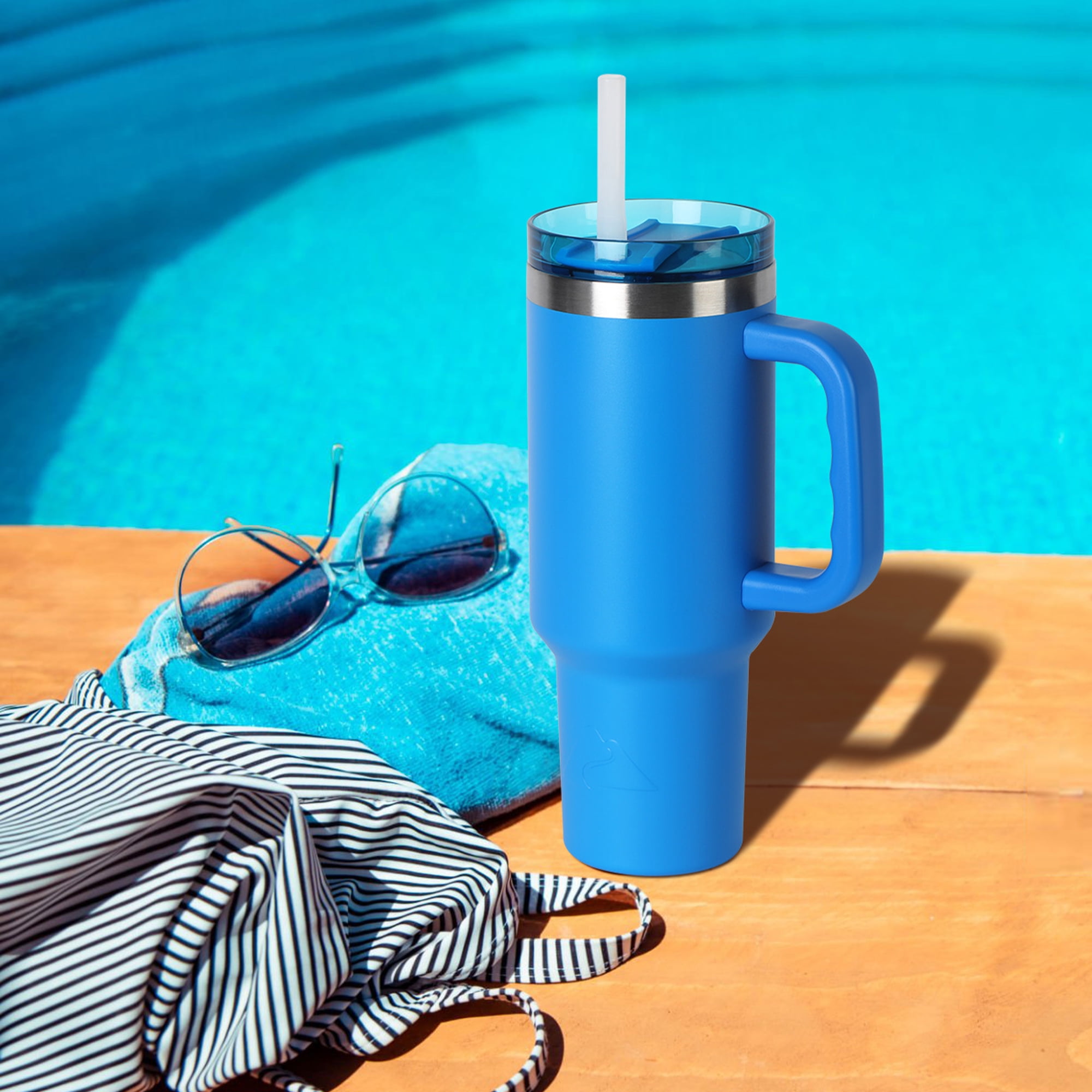 Ozark Trail 40 oz Insulated Stainless Steel Tumbler with Handle, Electric Blue