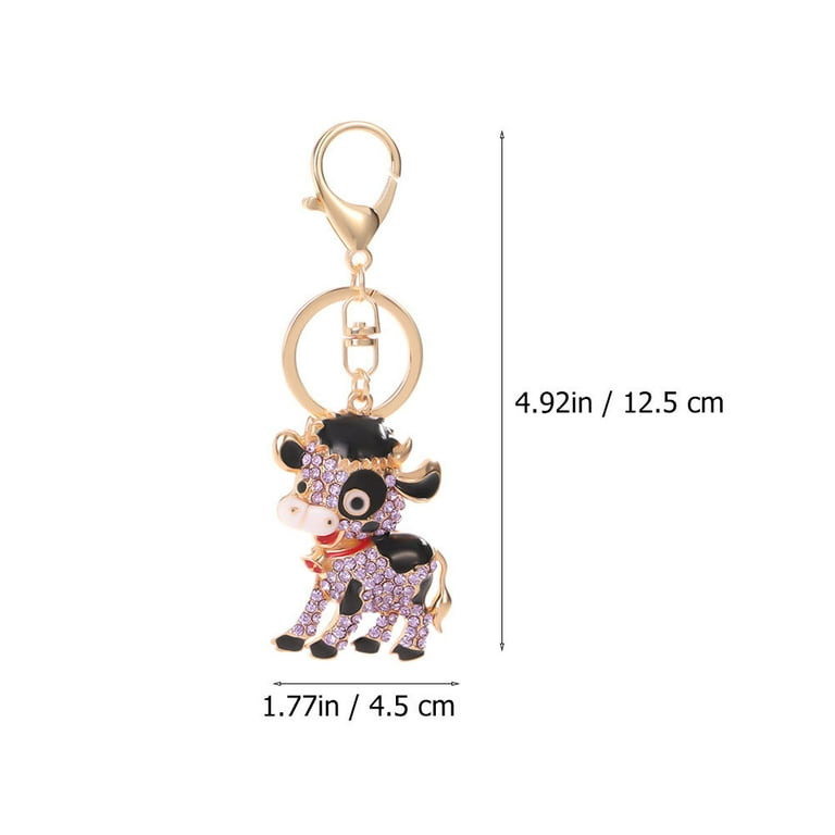 Rhinestone Cow Keychain