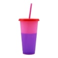 thumbnail image 2 of Dsseng 720ML Plastic Cups with Lids and Straws - 24 oz Color Changing Cups with Lids and Straws Bulk  Reusable Cups with Lids and Straws for Adults Kid Women Party  Cute Cold Cups for Ice, 2 of 8