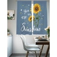thumbnail image 4 of Semi Sheer Window Curtains 63 Inches Long, Haze Blue Sunshine Sunflower Rod Pocket Silky Chiffon Curtain Treatment Drapes for Kitchen, Living Room, Pastoral Bees Farmhouse Floral 52"x63", 2 Panels, 4 of 9