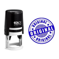 ORIGINAL Stamp Self Inking Rubber Colop Round Stamper -Blue Ink 40mm