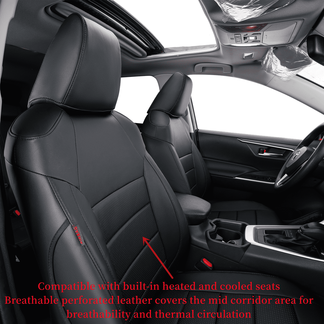 Coverdream Custom Fit Corolla Car Seat Covers for Toyota Corolla S SE XSE Sedan 2014 2015 2016 2017 2018 2019 - Leatherette (Black,Full Set)