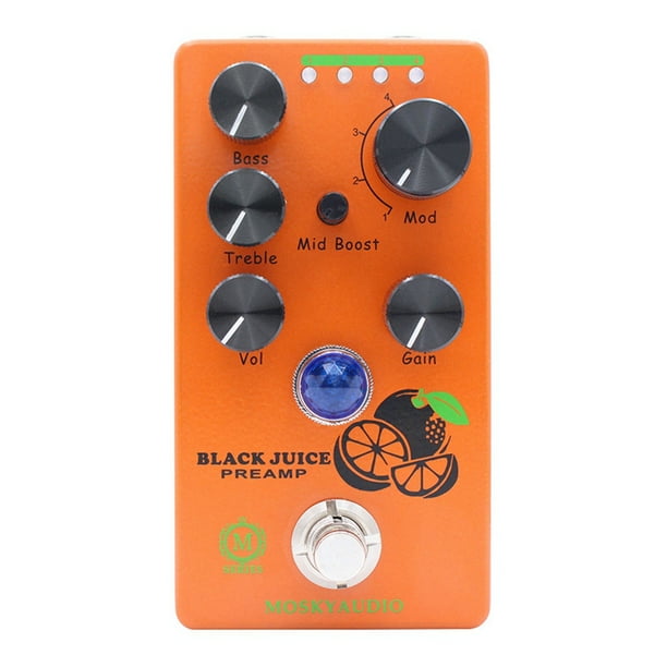 Negro Juice Preamp Pedal de Efectos para Guitarra y Bajo Preamplificador Overdrive Cuatro Modelos con True Bypass Accesorios para Guitarra