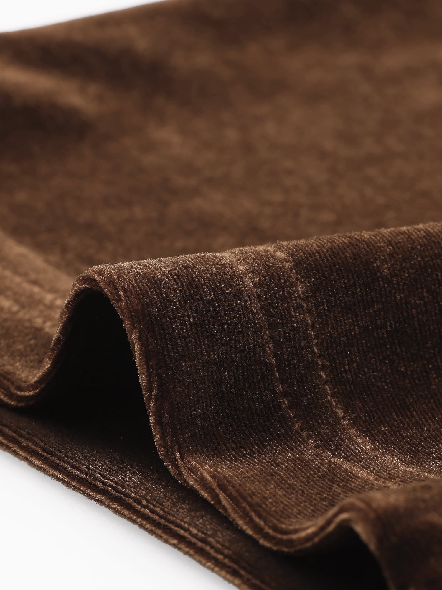 DARING DIVA Women's Elegant Velvet High Waist Trousers Work Pants M Brown