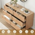 thumbnail image 3 of Pinovk Rattan 6 Drawer Double Dresser for Bedroom, Chest of Dressers, Modern Dresser Drawer Chest, 3 of 16