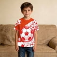 thumbnail image 2 of Likimi Toddler Girls Boys T Shirt Short Sleeved Crew Neck Soccer Print Lightweight Summer Fashionable Tees Orange Size 11-12 Years, 2 of 4