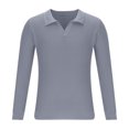 thumbnail image 6 of UVEASISHA Mens Fall Knitted Sweater Soft Long Sleeve Lapel Knit Pullovers Solid Color Casual Loose Sweaters Dressy Trendy Office Tops Gray 3XL, 6 of 6