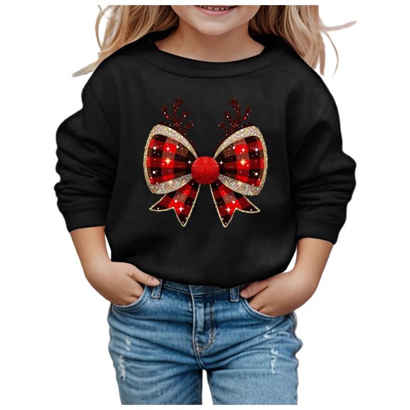 Girls Hoodies & Sweatshirts Girls Long Sleeve Soft Sweatshirt Graphic Top for Kids with Cute Round Neck Design Apparel for Girls