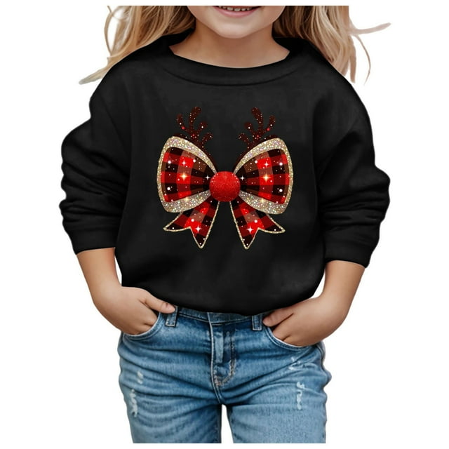 Chandail en Molleton pour Enfants Filles Manches Longues Chandails en Molleton Imprimés Col Rond Chandail Tops Vêtements d'Automne Chandail en Molleton 5-6 Ans