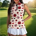 thumbnail image 4 of Uorisanigo Ladybug Womens Hiking Running Workout Tops Size L Fashion Versatile Women's Sleeveless Golf Tennis Shirts Heart-Shaped Zip Up Collar Workout Tank Tops, 4 of 7