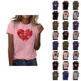 thumbnail image 1 of T-shirts de la Saint-Valentin pour Femmes 2026 Mode Manches Courtes Col Rond Cœur Graphique, 1 of 4