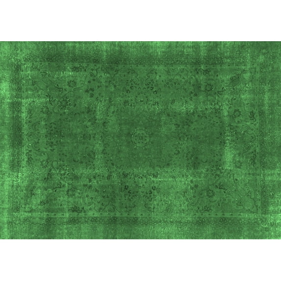 Ahgly Company Indoor Rectangle Abstract Emerald Green Modern Area Rugs, 8' x 12'