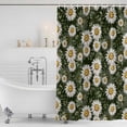 thumbnail image 3 of Daisies Flowers Bathroom Shower Curtains with Hooks, Idyllic Leaves Green Background Waterproof Fabric Washable Shower Curtain for Home Hotel Bathtub Decor 72x72 Inch, 3 of 9