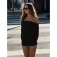 thumbnail image 4 of Women's Off Shoulder Long Sleeve Mini Dress with Ruched Detail for Spring Party Daily Wear, 4 of 6