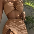 thumbnail image 6 of Fashion Bathing Suit 3 Pieces Halter Bikini Women Swimsuit with Sarongs Cover Up, 6 of 16