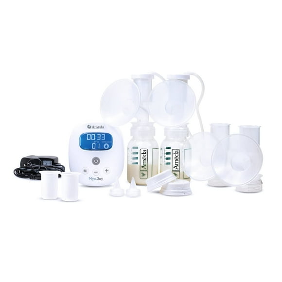 Ameda MYA Joy Plus Double Electric Rechargeable Breast Pump, Hospital Performance Breast Pump, Portable Breastpump, Quiet Breast Pump, White