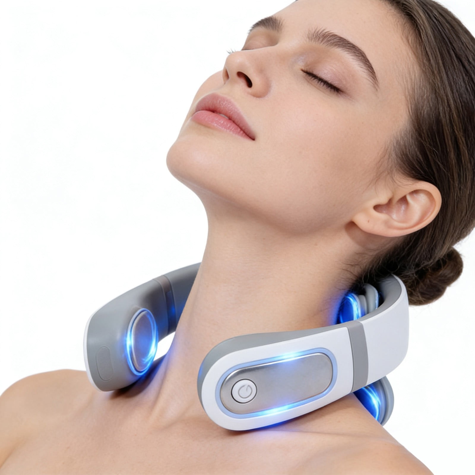 DAMAI Neck Massager, 4-Head Neck Massage with 6 Vibration Modes & 15 Intensity Levels, Electric Pulse Deep Tissue Neck Massage, Promote Muscle Relaxation for Women Men Gifts