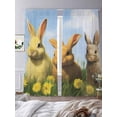 thumbnail image 3 of Sheer Curtain Panels Bunny Voile Window Curtains Watercolor Daisy Spring Flowers Window Treatments Ligh Filtering Privacy Curtain Drapes for Bedroom Living Room 2 Panel Set 108 Inch Length, 3 of 9