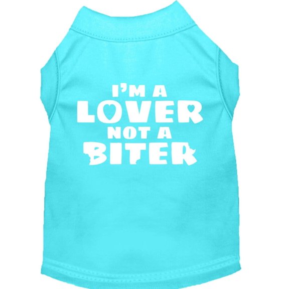 I'm a Lover not a Biter Screen Printed Dog Shirt Aqua XS (8)