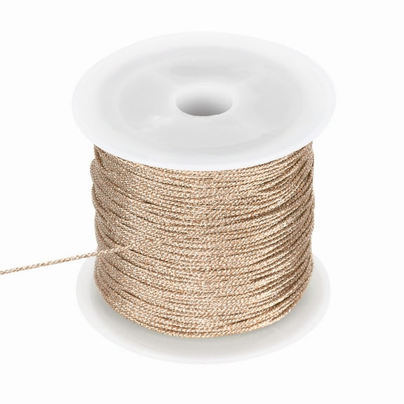 Uxcell 0.8mm Metallic Cords Thread,12 Ply Metallic Ornament Twine Non Stretch Tinsel String Rope for Jewelry Making Gift Wrapping, Rose Gold, 27.34Yards