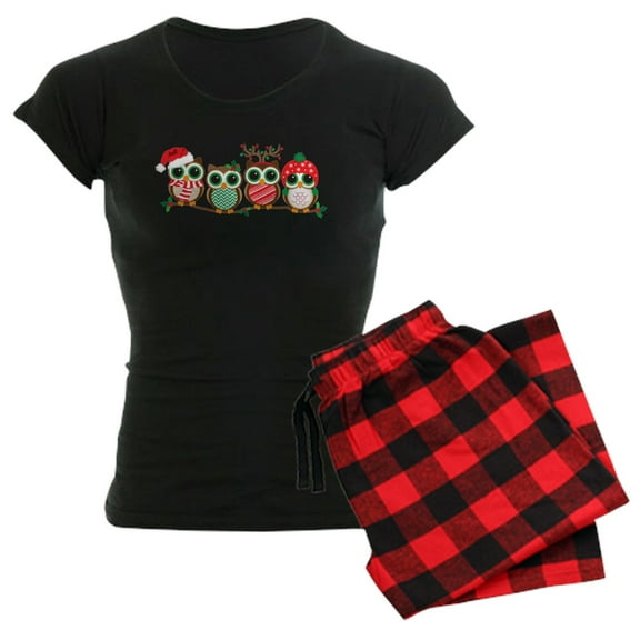 CafePress - Christmas Owls - Women's Dark Pajamas