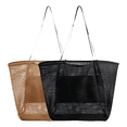 thumbnail image 1 of Bolsa De Playa Grande Para Mujer Con Bolsillo Interior2pk Negro Rayas Xtellar Negro, 1 of 4