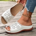 thumbnail image 7 of Women Wedge Sandals Platform Open Toe Strappy Wide Fit Shoes Womens Comfort Ladies Summer Non Slip Walking Shoes Casual Slippers White 7, 7 of 7