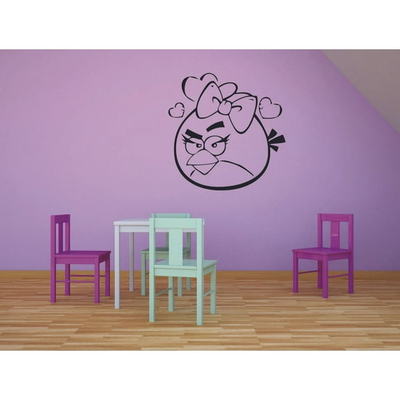 Female Red Bird Angry Bird Character Hearts Cartoon Wall Sticker Art Decal for Girls Boys Room Bedroom Nursery Kindergarten House Fun Home Decor Stickers Wall Art Vinyl Decoration Size (10x10 inch)