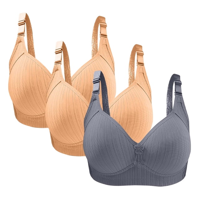 Birdeem Bras for Women 3Pc Womans Large Size Solid Color without Steel Ring Gathering Comfortable Bras Daily Bra